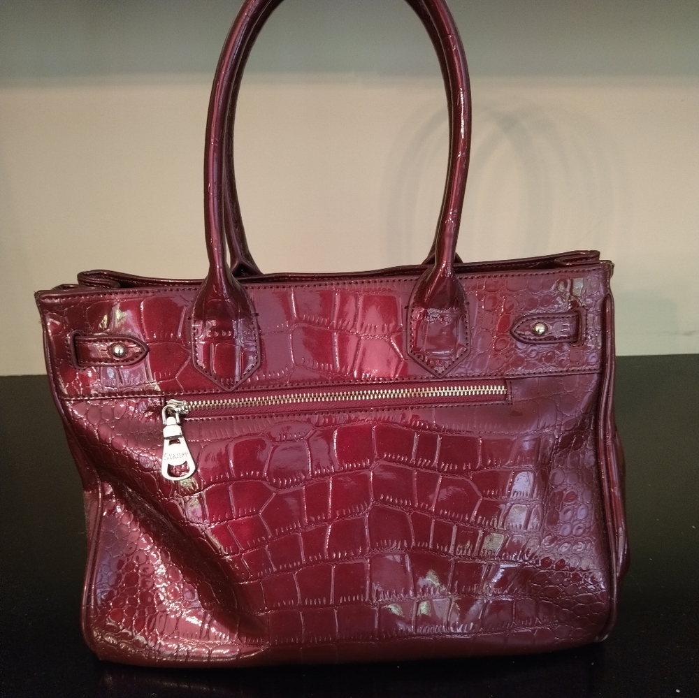 Crocodile Embossed Patent Leather Satchel By STAUER - Picture 3 of 6